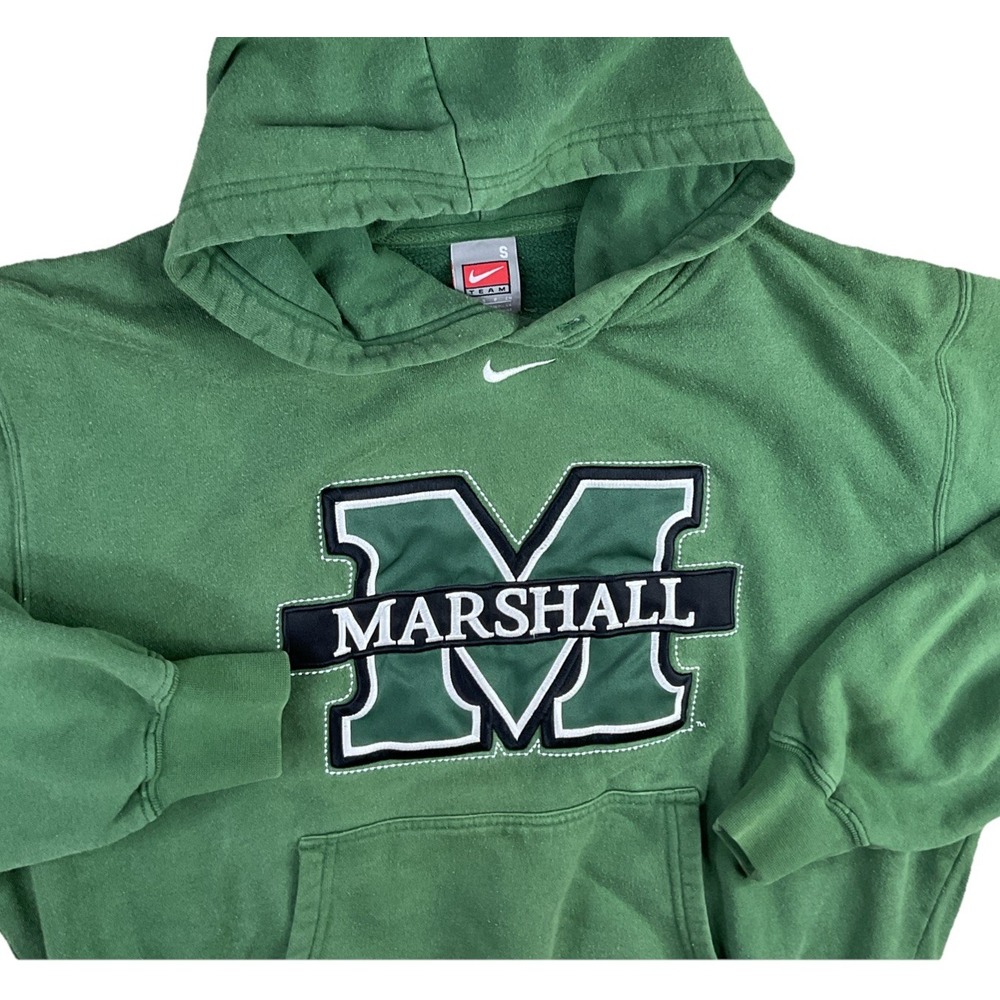 Vintage Nike Hoodie Center Swoosh Marshall University Herd Sweatshirt Men Sz S